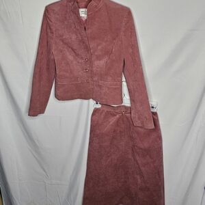 Vintage RARE Roth -Le Cover Saks Fifth Avenue ultra suede blazer skirt suit sz 6